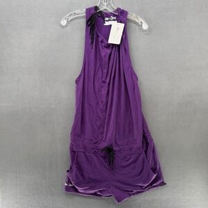 Jo+Jax Rompie Womens Romper Purple Fleece Lined Cowl Neck Activewear New